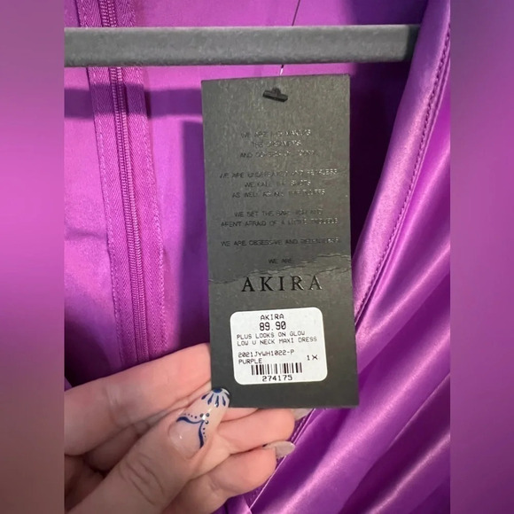 NWT | Akira | On Glow Purple V-Neck Maxi Dress | Size 1X - Picture 6 of 8